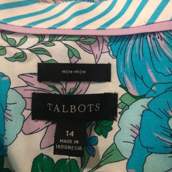 Talbots Sleeveless Non-Iron Perfect Shirt Size 14 - Floral - Picture 2 of 4